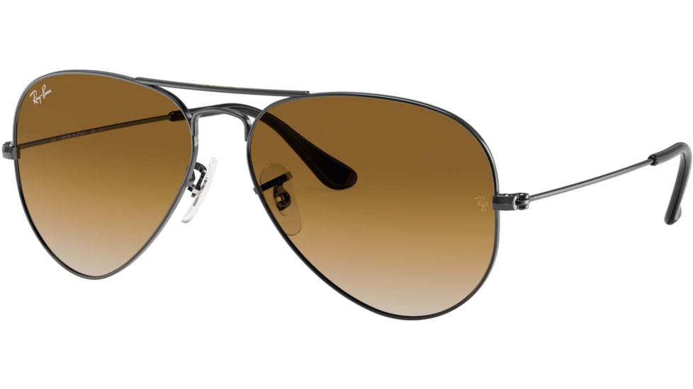 Ray-Ban Aviator Large Metal RB3025 Sunglasses, Gunmetal Crystal Brown Gradient, RB3025 004/51-5814