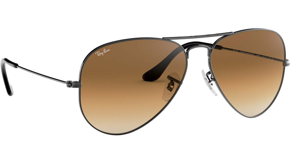 Ray-Ban Aviator Large Metal RB3025 Sunglasses, Gunmetal Crystal Brown Gradient, RB3025 004/51-6214