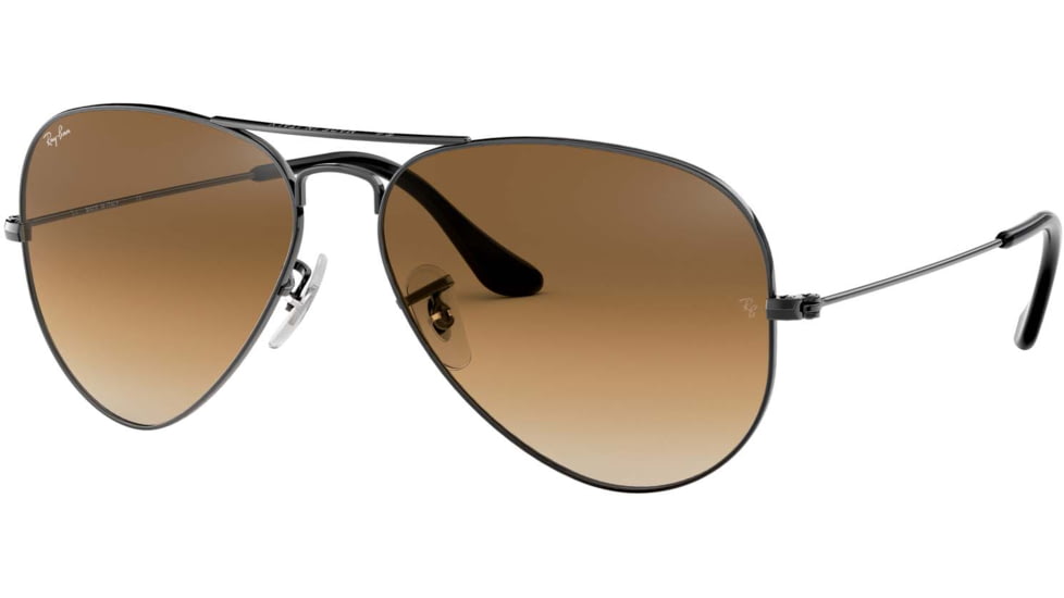 Ray-Ban Aviator Large Metal RB3025 Sunglasses, Gunmetal Crystal Brown Gradient, RB3025 004/51-6214