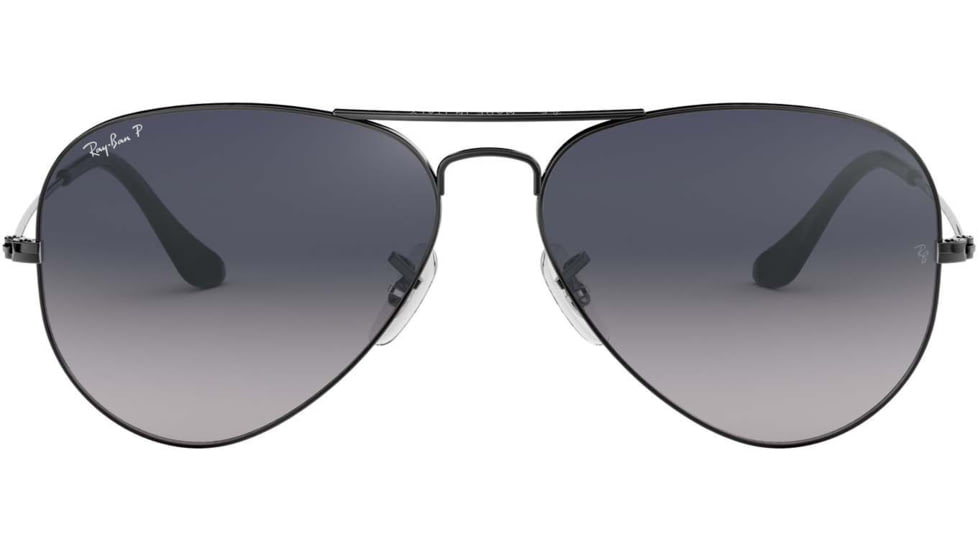 Ray-Ban Aviator Large Metal RB3025 Sunglasses, Gunmetal Crystal Polarized Blue Gradient Gray, RB3025 004/78-5814