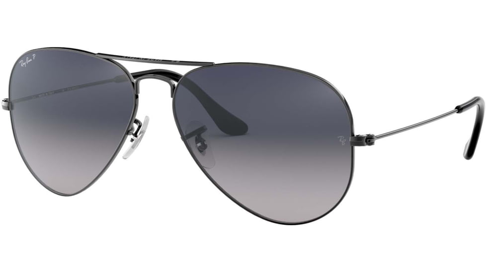 Ray-Ban Aviator Large Metal RB3025 Sunglasses, Gunmetal Crystal Polarized Blue Gradient Gray, RB3025 004/78-5814