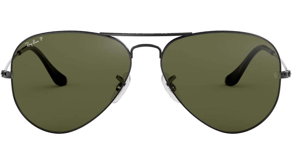 Ray-Ban Aviator Large Metal RB3025 Sunglasses, Gunmetal Frame, Crystal Green Polarized 62 mm Lenses, 004-58-6214