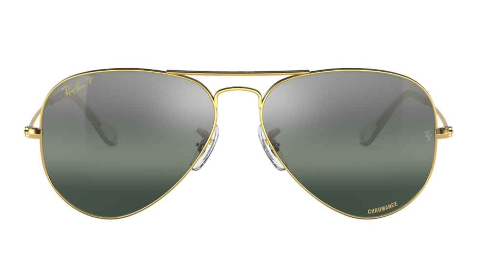 Ray-Ban Aviator Large Metal RB3025 Sunglasses, Legend Gold Frame, Silver/Blue Chromance Lens, Polarized, 62, RB3025-9196G6-62