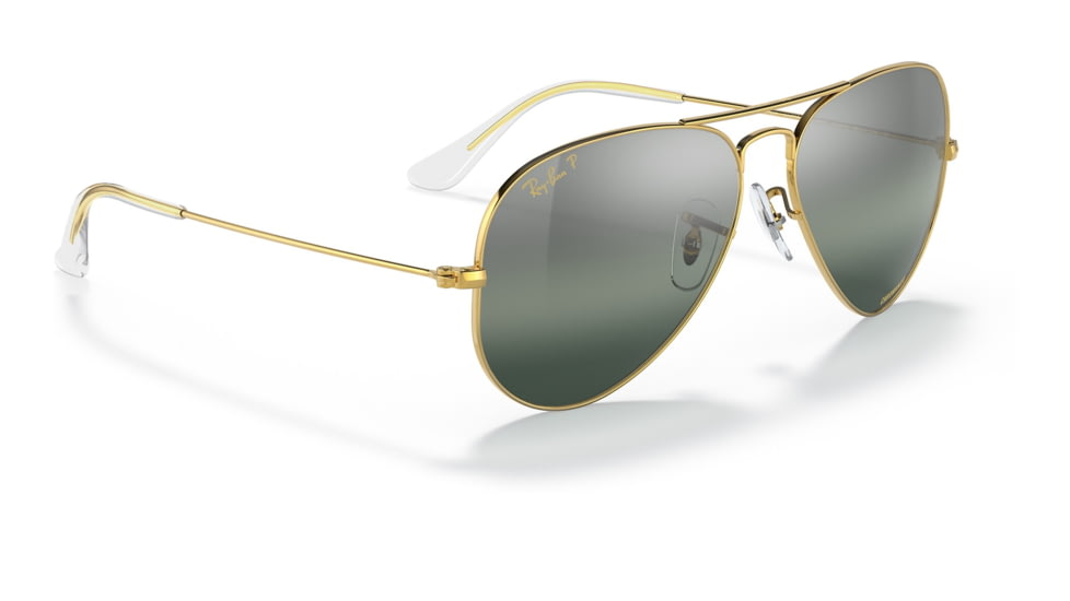 Ray-Ban Aviator Large Metal RB3025 Sunglasses, Legend Gold Frame, Silver/Blue Chromance Lens, Polarized, 62, RB3025-9196G6-62