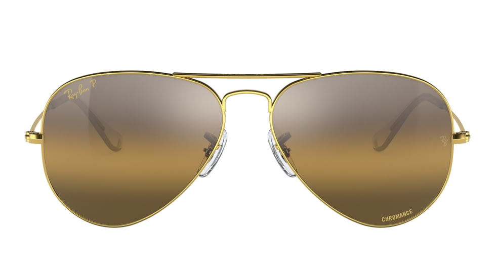 Ray-Ban Aviator Large Metal RB3025 Sunglasses, Legend Gold Frame, Silver/Brown Chromance Lens, Polarized, 62, RB3025-9196G5-62