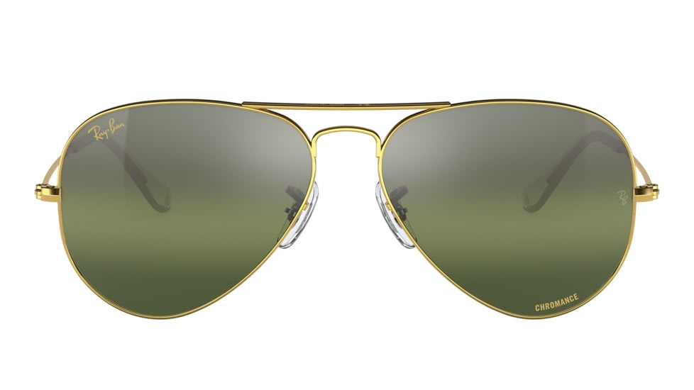 Ray-Ban Aviator Large Metal RB3025 Sunglasses, Legend Gold Frame, Silver/Green Chromance Lens, Polarized, 62, RB3025-9196G4-62