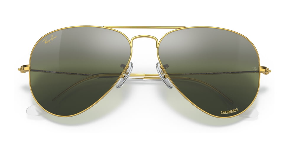 Ray-Ban Aviator Large Metal RB3025 Sunglasses, Legend Gold Frame, Silver/Green Chromance Lens, Polarized, 62, RB3025-9196G4-62