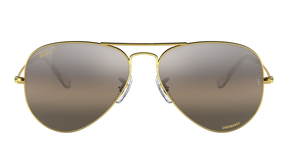 Ray-Ban Aviator Large Metal RB3025 Sunglasses, Legend Gold Frame, Silver/Grey Chromance Lens, Polarized, 62, RB3025-9196G3-62