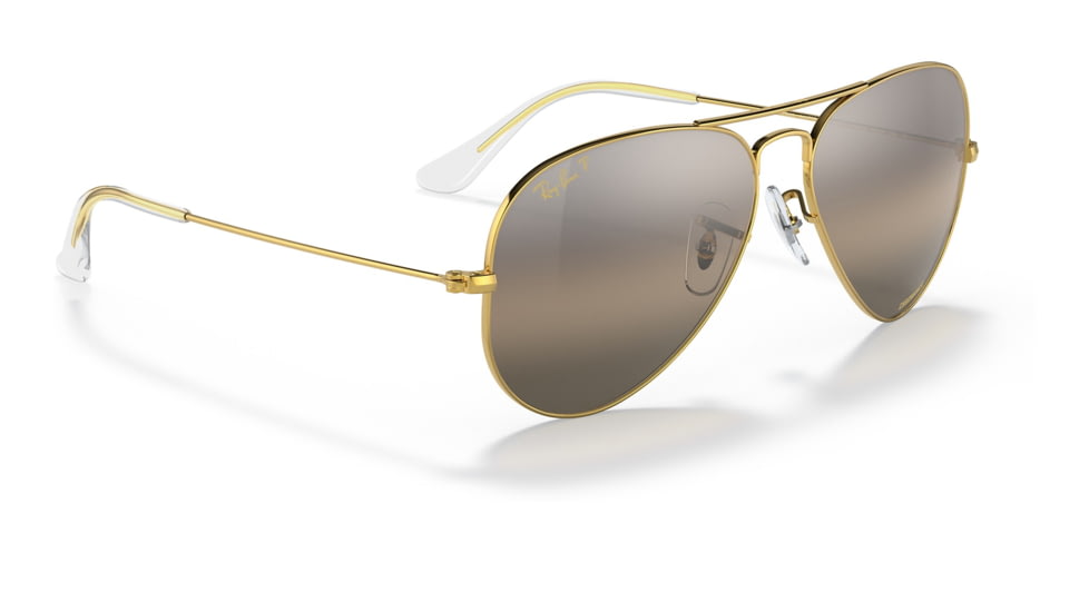 Ray-Ban Aviator Large Metal RB3025 Sunglasses, Legend Gold Frame, Silver/Grey Chromance Lens, Polarized, 62, RB3025-9196G3-62