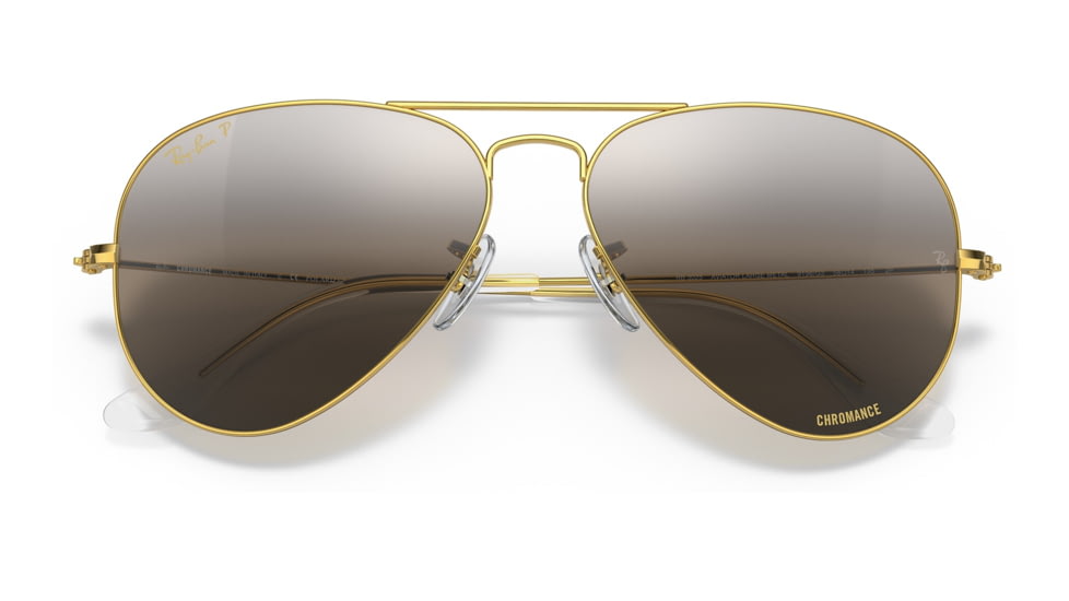 Ray-Ban Aviator Large Metal RB3025 Sunglasses, Legend Gold Frame, Silver/Grey Chromance Lens, Polarized, 62, RB3025-9196G3-62
