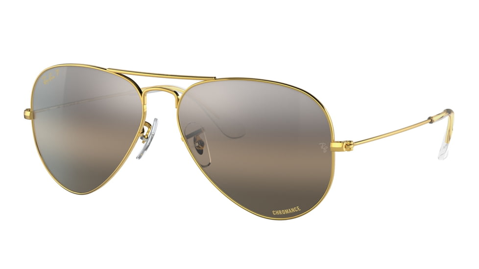 Ray-Ban Aviator Large Metal RB3025 Sunglasses, Legend Gold Frame, Silver/Grey Chromance Lens, Polarized, 62, RB3025-9196G3-62