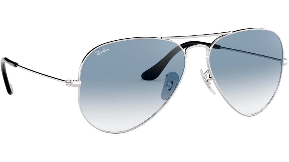 Ray-Ban Aviator Large Metal RB3025 Sunglasses, Silver Crystal Gradient Light Blue, RB3025 003/3F-5814