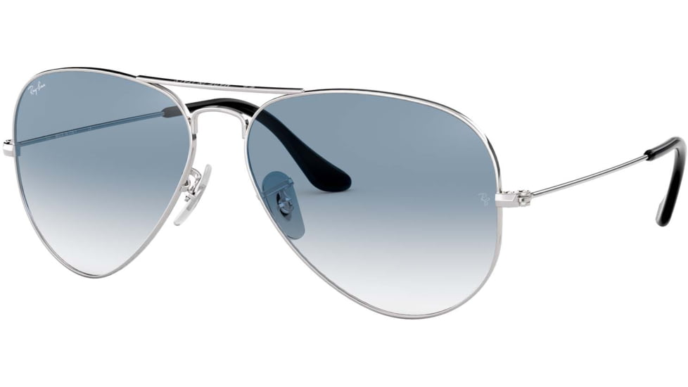 Ray-Ban Aviator Large Metal RB3025 Sunglasses, Silver Crystal Gradient Light Blue, RB3025 003/3F-5814