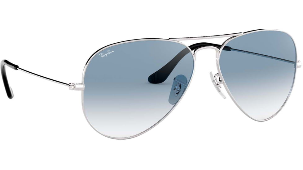 Ray-Ban Aviator Large Metal RB3025 Sunglasses, Silver Crystal Gradient Light Blue, RB3025 003/3F-6214