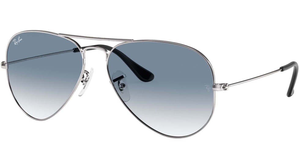 Ray-Ban Aviator Large Metal RB3025 Sunglasses, Silver Crystal Gradient Light Blue, RB3025 003/3F-6214