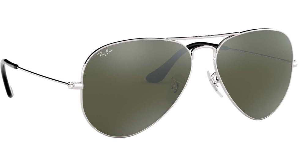 Ray-Ban Aviator Large Metal RB3025 Sunglasses, Silver Crystal Gray Mirror, RB3025 003/40-6214