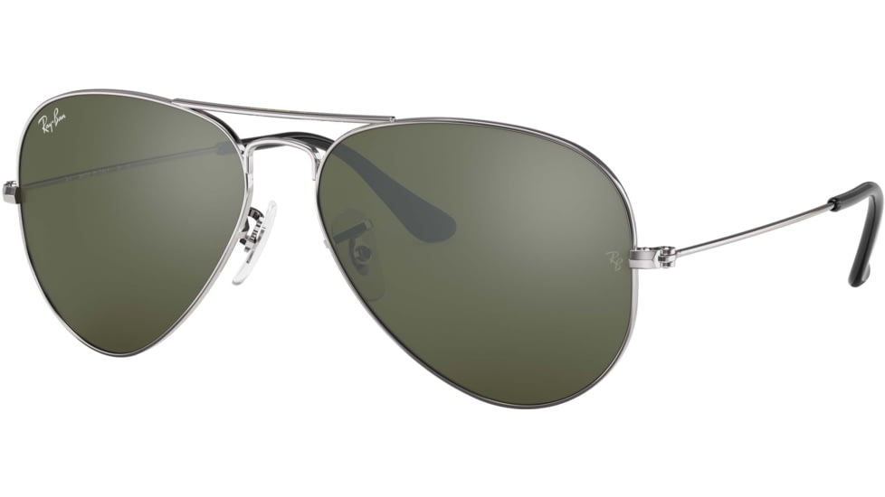 Ray-Ban Aviator Large Metal RB3025 Sunglasses, Silver Crystal Gray Mirror, RB3025 003/40-6214