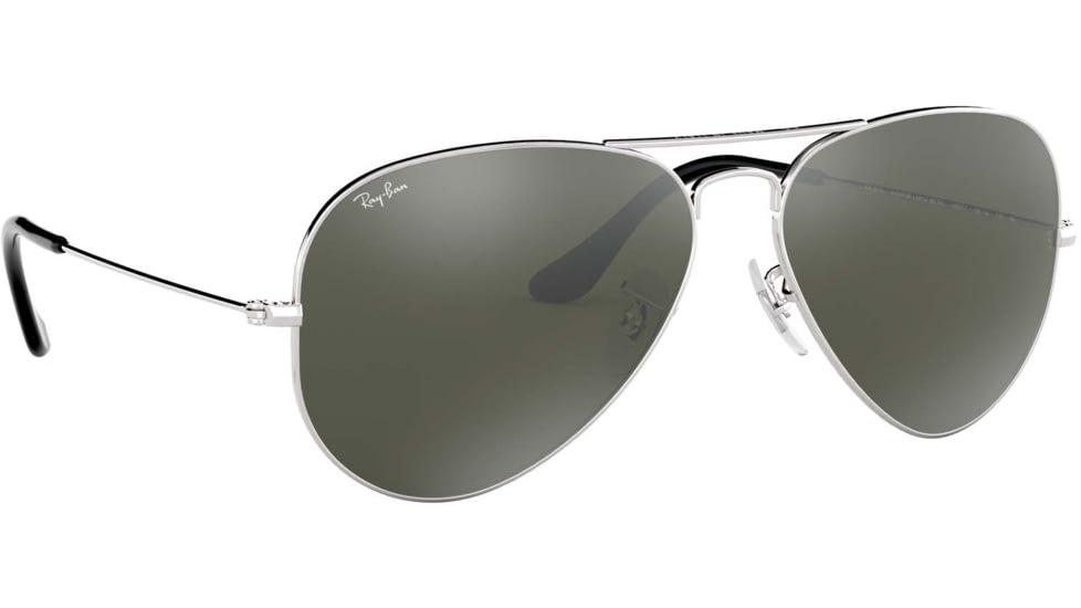 Ray-Ban Aviator Large Metal RB3025 Sunglasses, Silver Frame, Crystal Gray Mirror 58 mm Lenses, W3277-5814