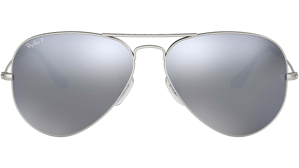 Ray-Ban Aviator Large Metal RB3025 Sunglasses, Silver Frame, Silver Mirror Polar Lenses, RB3025 019/W3-58