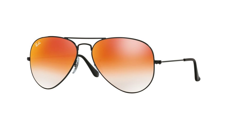 Ray-Ban Aviator Large Metal Sunglasses RB3025 002/4W-58 - Shiny Black Frame, Mirror Gradient Red Lenses