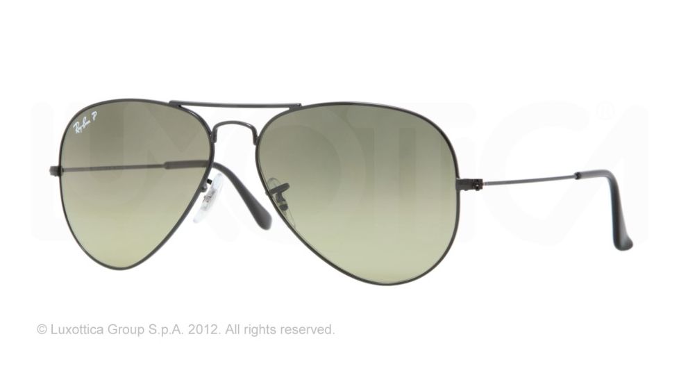 Ray-Ban Aviator Large Metal Sunglasses RB3025 002/76-5814 - Black Crystal Polarized Blu Grad.green