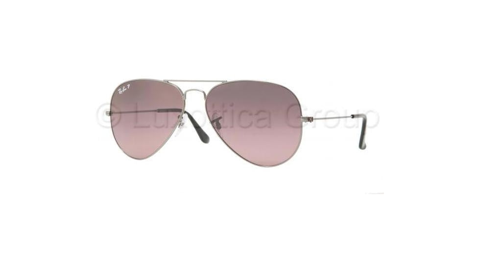 Ray-Ban Aviator Large Metal Sunglasses RB3025 004/77-6214 - Gunmetal Crystal Polarized Blue Grad. Pink