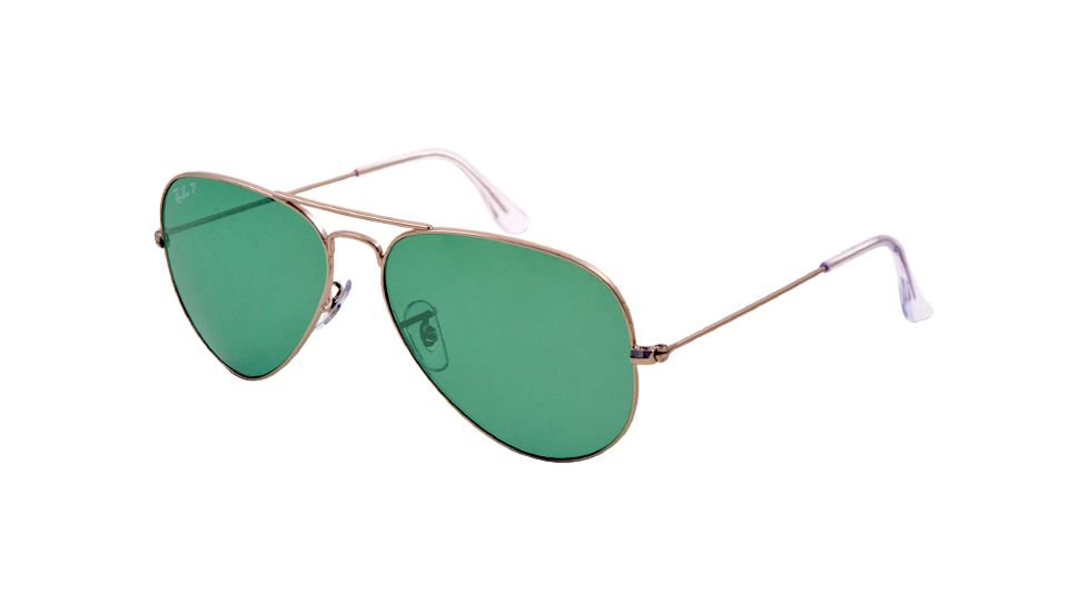 Ray-Ban Aviator Large Metal Sunglasses RB3025 019/O5-58 - Matte Silver Frame, polar green Lenses