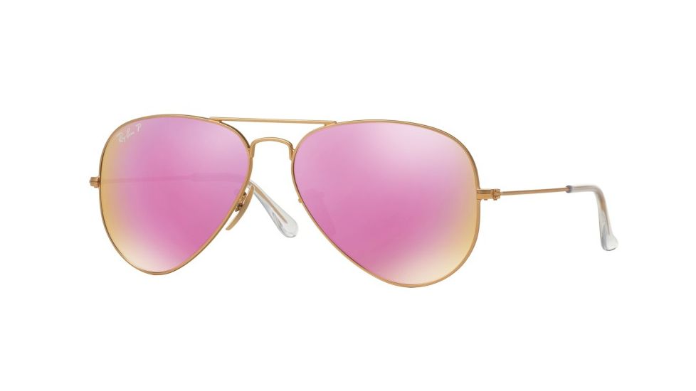 Ray-Ban Aviator Large Metal Sunglasses RB3025 112/1Q-58 - Matte Gold Frame, Brown Mirror Fucsia Polar Lenses