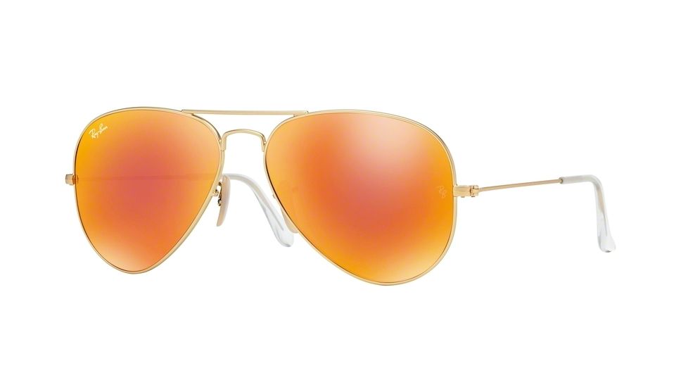 Ray-Ban Aviator Large Metal Sunglasses RB3025 112/69-62 - Matte Gold Frame, Crystal Brown Mirror Orange Lenses