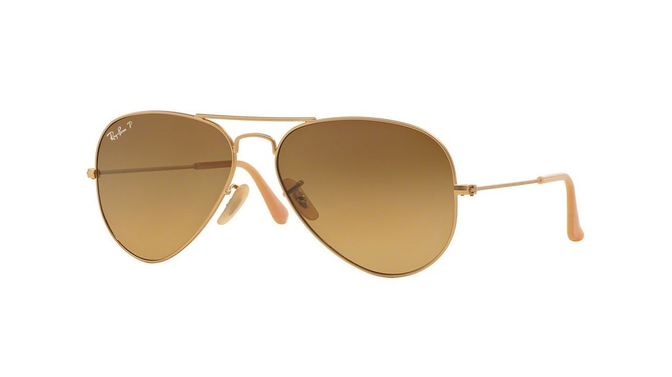 Ray-Ban Aviator Large Metal Sunglasses RB3025 112/M2-58 - Matte Gold Frame, Polar Brown Lenses