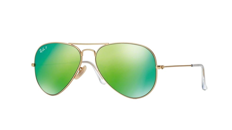 Ray-Ban Aviator Large Metal Sunglasses RB3025 112/P9-58 - Matte Gold Frame, Green Mirror Polar Lenses