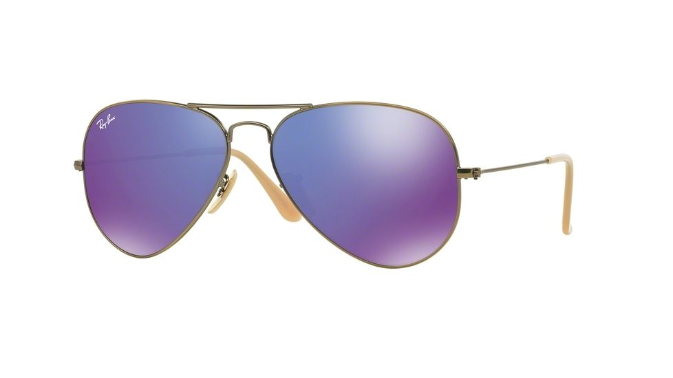 Ray-Ban Aviator Large Metal Sunglasses RB3025 167/1M-55 - Brushed Bronze Demi Shiny Frame, Grey Mirror Purple Lenses