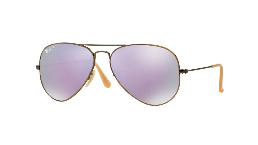 Ray-Ban Aviator Large Metal Sunglasses RB3025 167/1R-58 - Brushed Bronze Demishiny Frame, Grey Mirror Lilac Polar Lenses