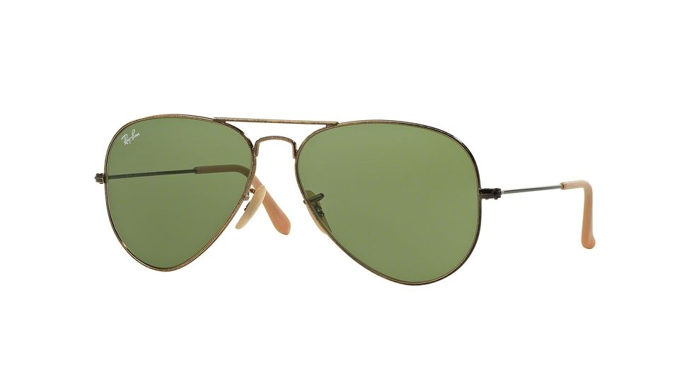 Ray-Ban Aviator Large Metal Sunglasses RB3025 177/4E-58 - Antique Gold Frame, Green Lenses