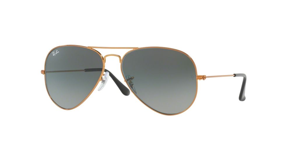 Ray-Ban Aviator Large Metal Sunglasses RB3025 197/71-58 - Shiny Bronze Frame, Light Grey Gradient Dark Grey Lenses