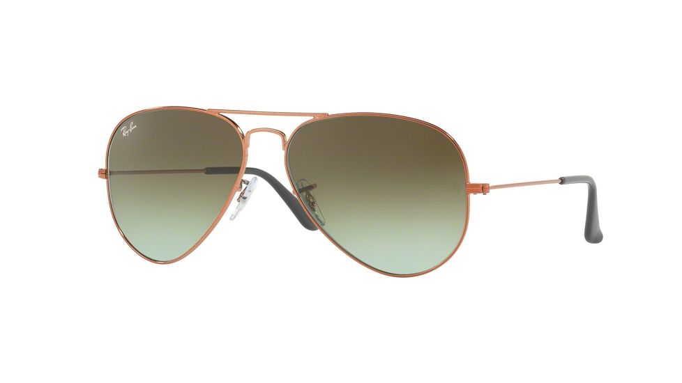 Ray-Ban Aviator Large Metal Sunglasses RB3025 9002A6-58 - Shiny Medium Bronze Frame, Green Gradient Brown Lenses