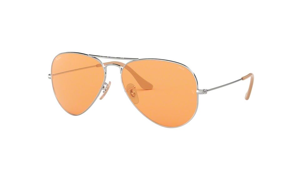 Ray-Ban Aviator Large Metal Sunglasses RB3025 9065V9-55 - Silver Frame, Orange Lenses
