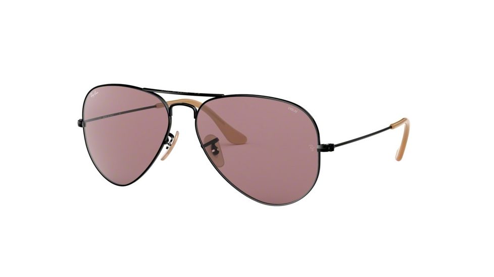 Ray-Ban Aviator Large Metal Sunglasses RB3025 9066Z0-58 - Black Frame, Violet Lenses
