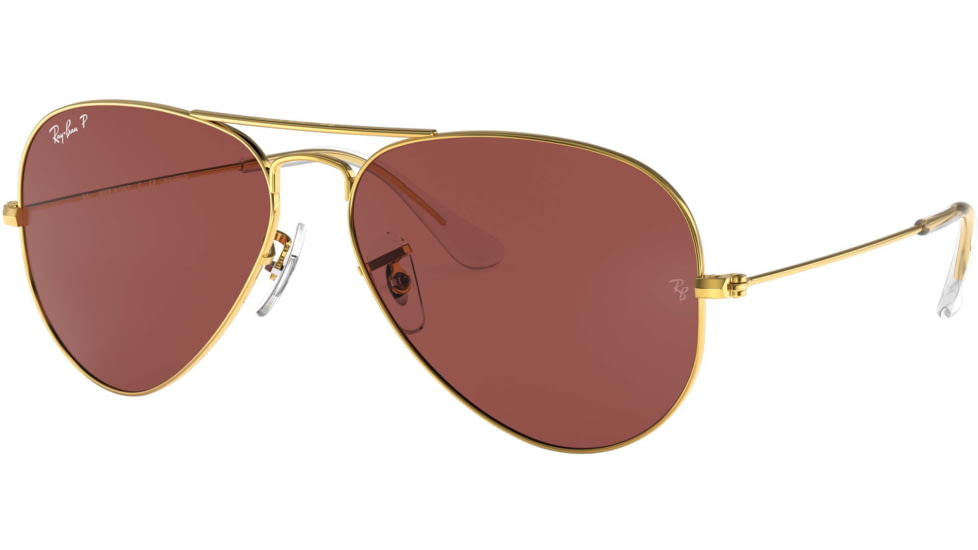 Ray-Ban Aviator Large Metal RB3025 Sunglasses, Legend Gold, Purple, 62, RB3025-9196AF-62