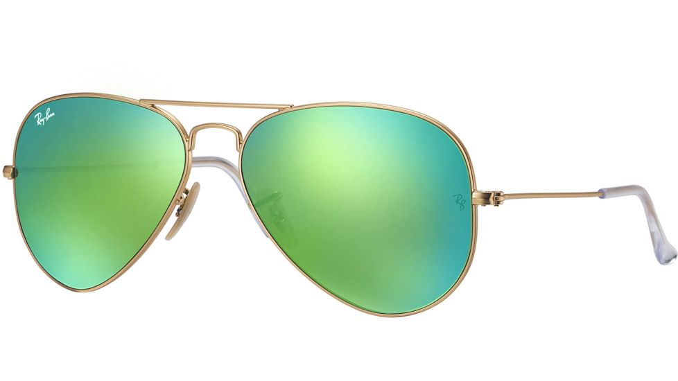 Ray-Ban Aviator Large Metal Sunglasses RB3025 112/19-5814 - Matte Gold Frame, Crystal Green Multil Green Mirror Lenses