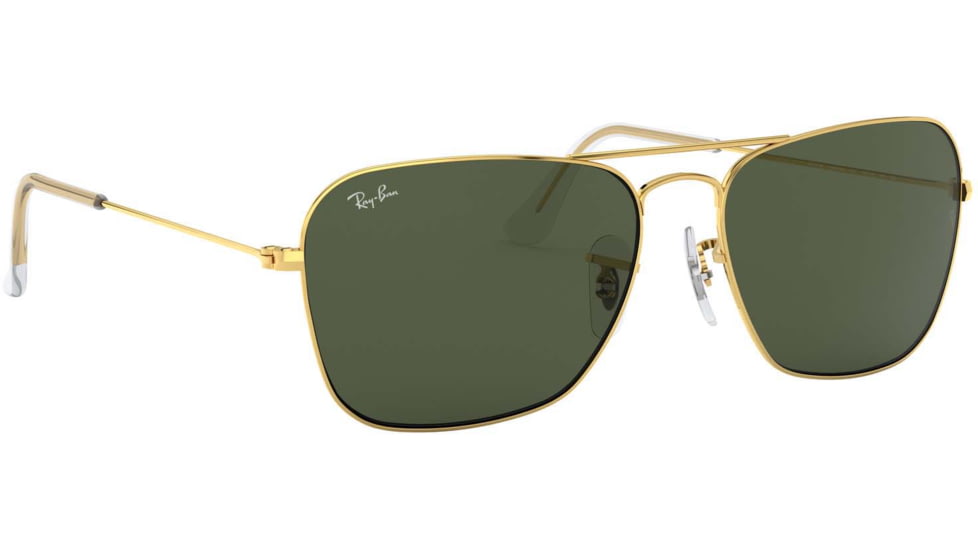 Ray-Ban Caravan Sunglasses RB3136 001-5515 - Arista Frame / Crystal Green 55 mm Lenses