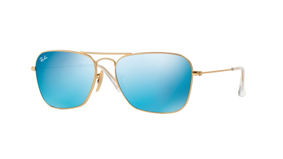 Ray-Ban Caravan Sunglasses RB3136 112/17-58 - Matte Gold Frame, Grey Mirror Blue Lenses