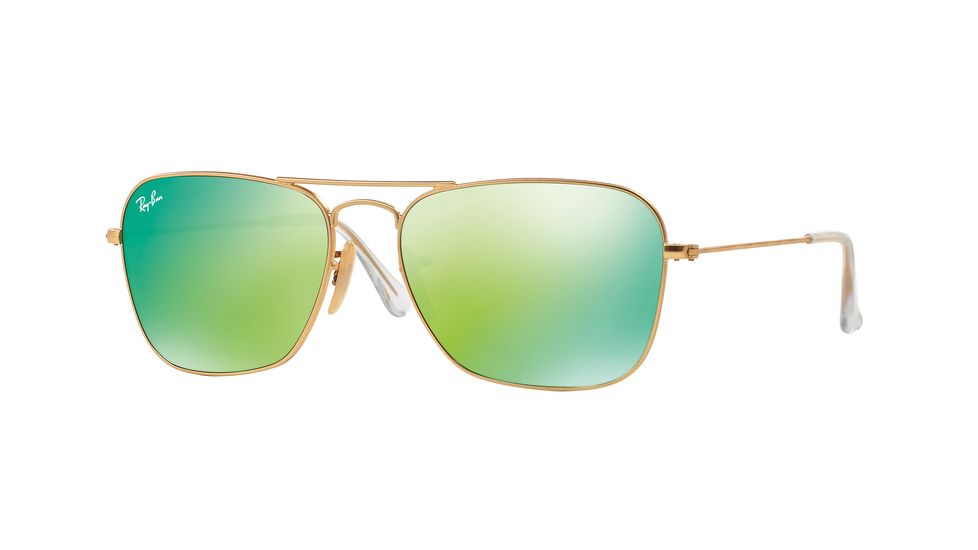 Ray-Ban Caravan Sunglasses RB3136 112/19-58 - Matte Gold Frame, Grey Mirror Green Lenses