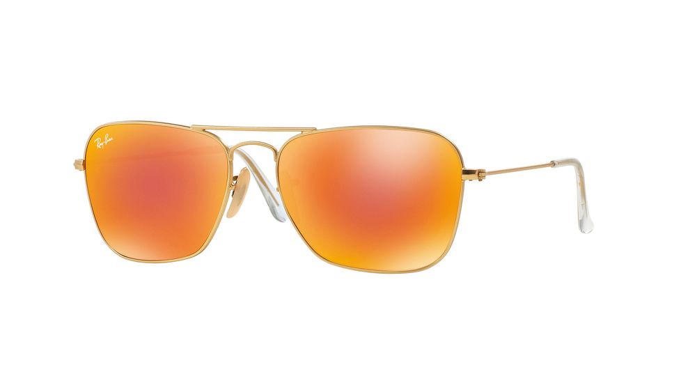 Ray-Ban Caravan Sunglasses RB3136 112/69-55 - Matte Gold Frame, Brown Mirror Red Lenses