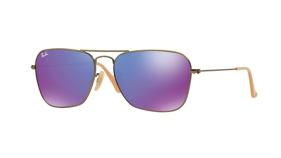 Ray-Ban Caravan Sunglasses RB3136 167/1M-58 - Brushed Bronze Demi Shiny Frame, Grey Mirror Purple Lenses