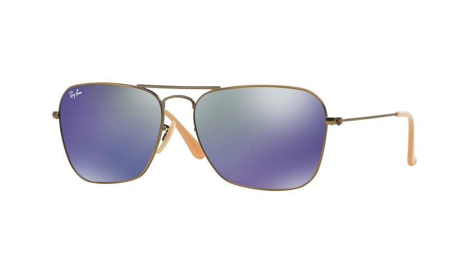 Ray-Ban Caravan Sunglasses RB3136 167/68-58 - Demiglos Brushed Bronze Frame, Blue Mirror Lenses