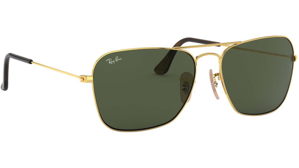 Ray-Ban Caravan Sunglasses RB3136 181-55 - Gold Frame, Dark Green Lenses