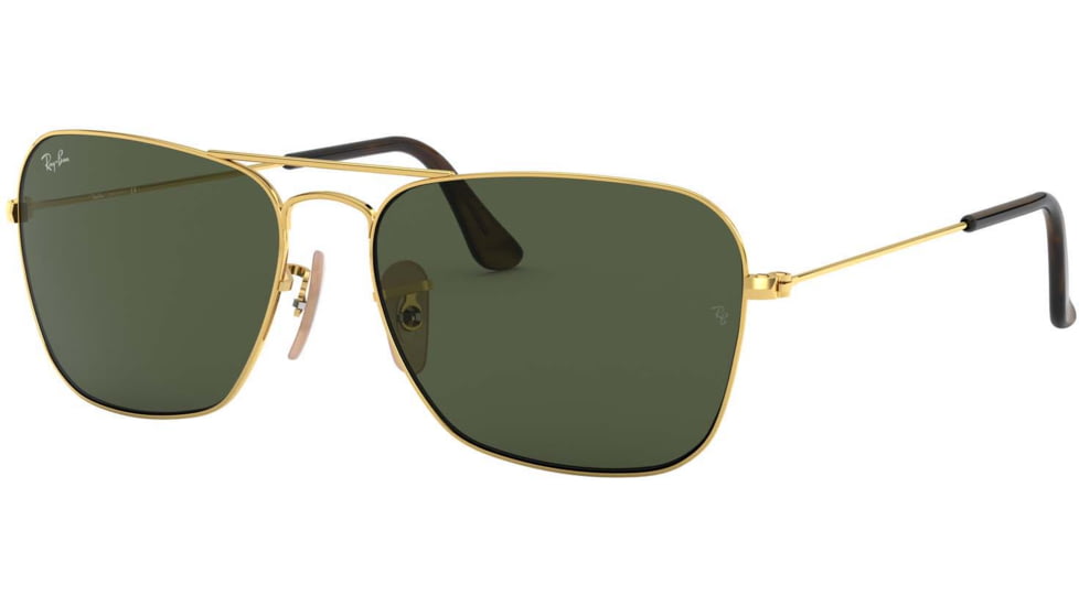 Ray-Ban Caravan Sunglasses RB3136 181-55 - Gold Frame, Dark Green Lenses