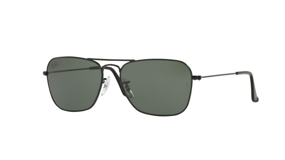 Ray-Ban Caravan Sunglasses RB3136 W3338-55 - Matte Black Frame, Crystal Green Lenses