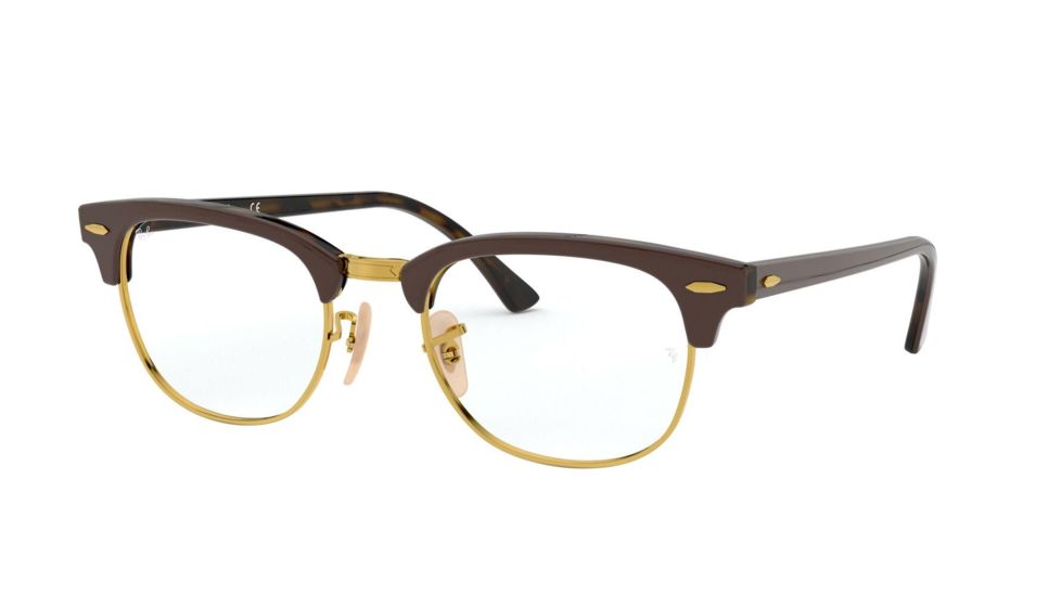 Ray-Ban Clubmaster Eyeglass Frames RX5154 5969-51 - Top Brown On Havana Yellow